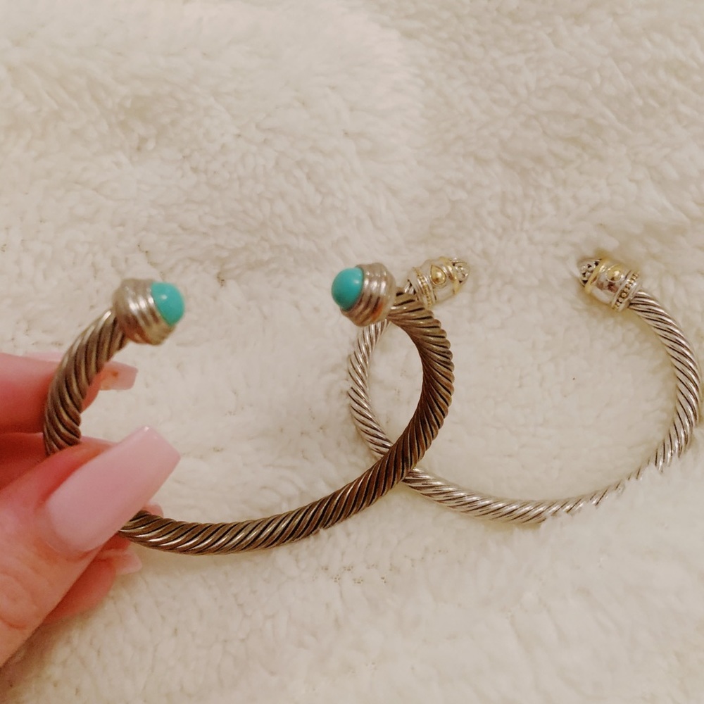 Cable Bangle Bracelets Silver - image 3